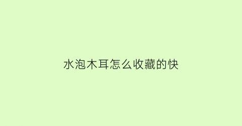 水泡木耳怎么收藏的快