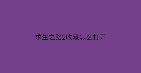 求生之路2收藏怎么打开