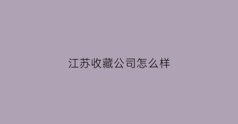 江苏收藏公司怎么样