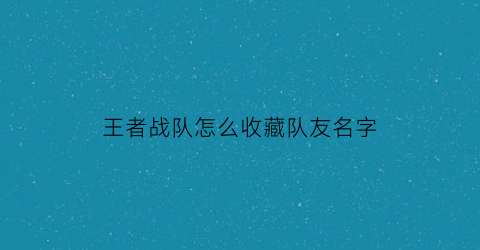 王者战队怎么收藏队友名字