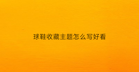 球鞋收藏主题怎么写好看