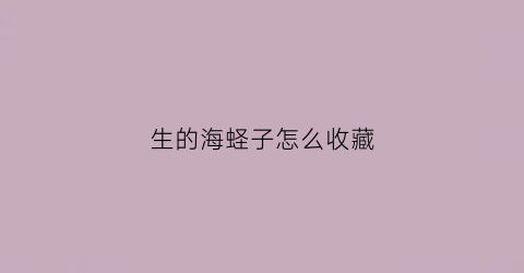 生的海蛏子怎么收藏