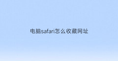 电脑safari怎么收藏网址