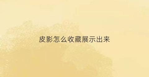 皮影怎么收藏展示出来