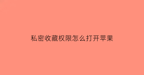 私密收藏权限怎么打开苹果