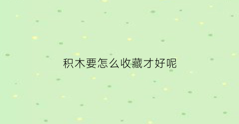 积木要怎么收藏才好呢