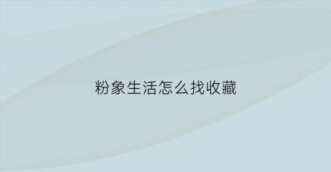 粉象生活怎么找收藏