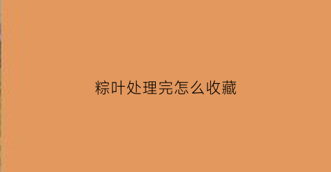 粽叶处理完怎么收藏