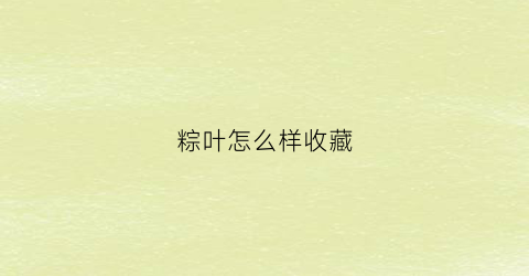 粽叶怎么样收藏