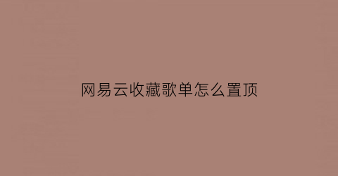 网易云收藏歌单怎么置顶