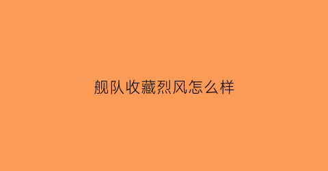 舰队收藏烈风怎么样