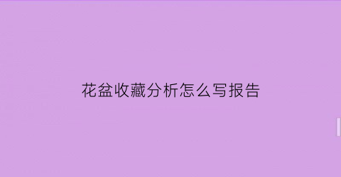 花盆收藏分析怎么写报告