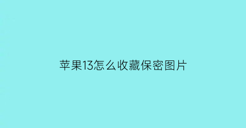 苹果13怎么收藏保密图片