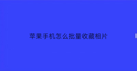 苹果手机怎么批量收藏相片