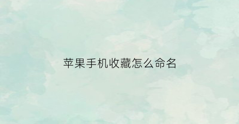 苹果手机收藏怎么命名