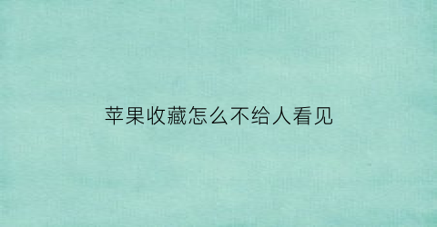 苹果收藏怎么不给人看见