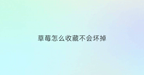 草莓怎么收藏不会坏掉