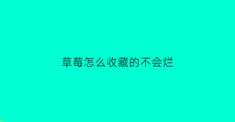 草莓怎么收藏的不会烂