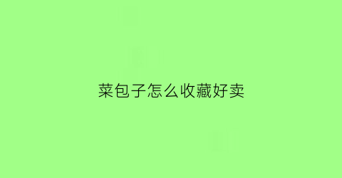 菜包子怎么收藏好卖