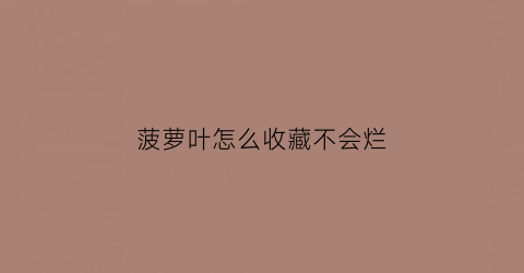 菠萝叶怎么收藏不会烂