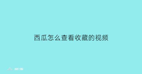 西瓜怎么查看收藏的视频