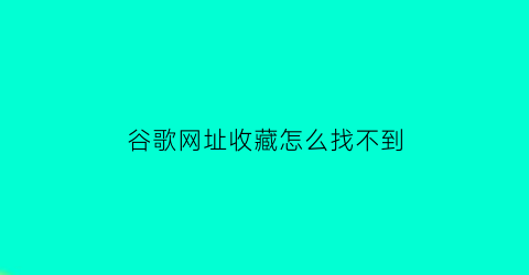 谷歌网址收藏怎么找不到