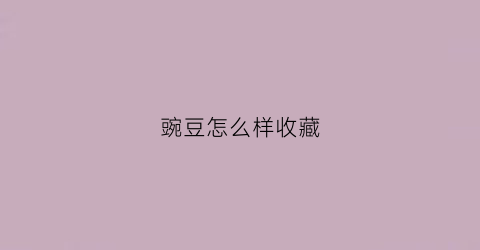 豌豆怎么样收藏