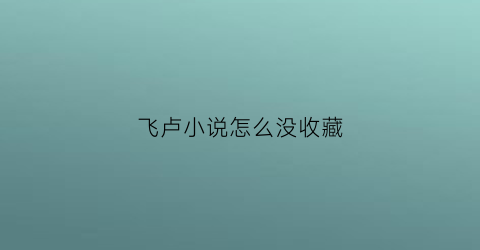 飞卢小说怎么没收藏