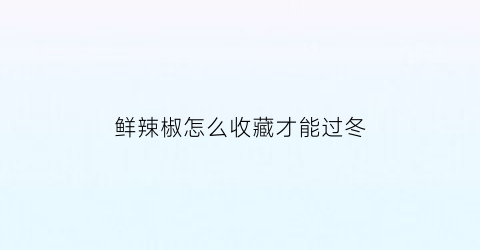 鲜辣椒怎么收藏才能过冬