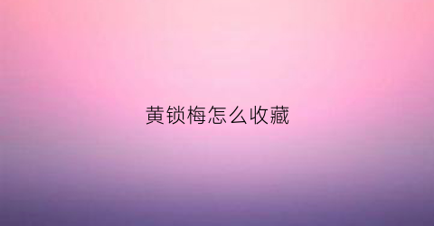 黄锁梅怎么收藏