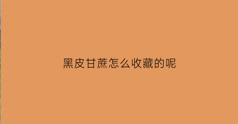 黑皮甘蔗怎么收藏的呢