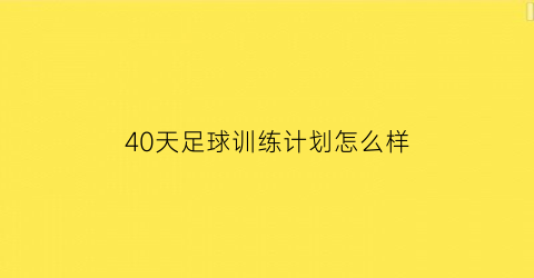 40天足球训练计划怎么样(40天足球训练计划怎么样写的)