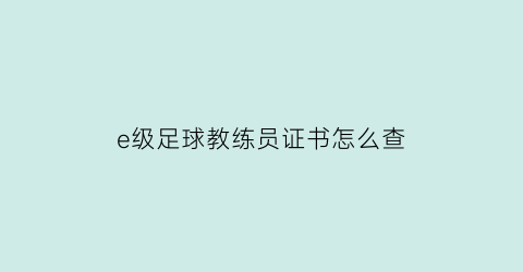 e级足球教练员证书怎么查(足球e级教练员怎么查成绩)