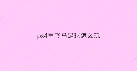 ps4里飞马足球怎么玩(飞马游戏)