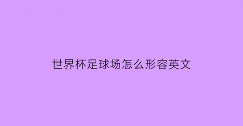 世界杯足球场怎么形容英文(世界杯足球比赛的英文)