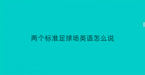 两个标准足球场英语怎么说(两个足球场有多大面积)