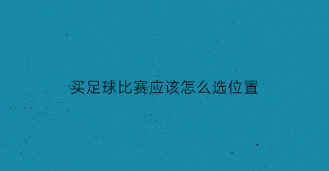 买足球比赛应该怎么选位置(足球怎么选购)