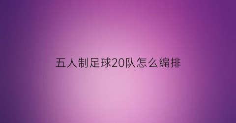 五人制足球20队怎么编排(五人制足球每队几人)