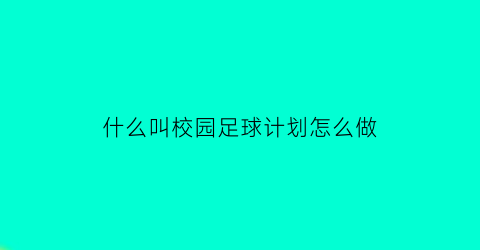 什么叫校园足球计划怎么做(校园足球是哪年提出的)