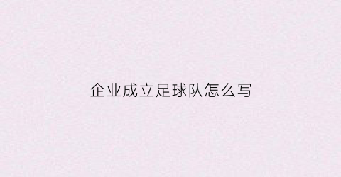 企业成立足球队怎么写(公司成立足球队方案)