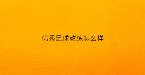 优秀足球教练怎么样(校园足球优秀教练员个人简历)