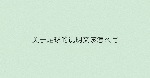 关于足球的说明文该怎么写(足球说明文资料600字)