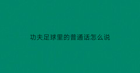 功夫足球里的普通话怎么说(功夫足球里的普通话怎么说的)