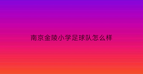 南京金陵小学足球队怎么样(南京哪个小学足球厉害)