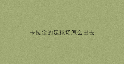 卡拉金的足球场怎么出去(卡拉金加入竞技模式)