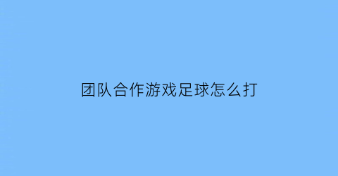 团队合作游戏足球怎么打(多人合作足球游戏)