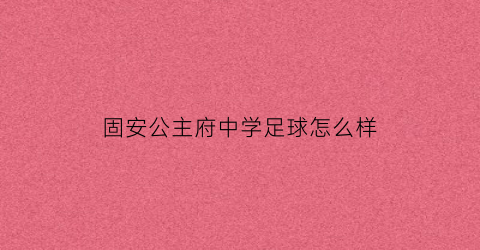 固安公主府中学足球怎么样(固安公主府中心幼儿园电话)