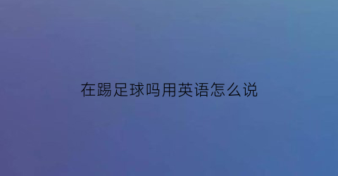 在踢足球吗用英语怎么说(踢足球吗英文)