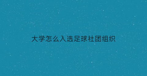 大学怎么入选足球社团组织(大学的足球社团有意思没)