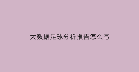 大数据足球分析报告怎么写(大数据分析足彩)